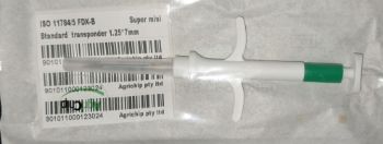 Picture of Microchip rfid fdx-b Pet SUPER Mini 1.25mm x 7mm including a pet record card.