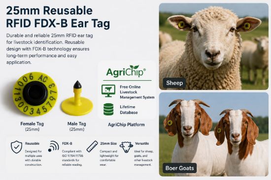 Picture of AgriChip 25mm button eartag open top M+F Iso11784/5